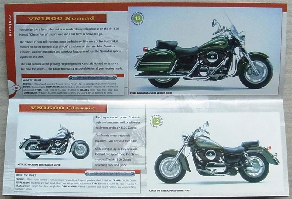 KAWASAKI MOTORCYCLES RANGE Sales Brochure For 1999 ZX-9R ZX-7RR GT550 GPZ500S + - Image 4 of 4