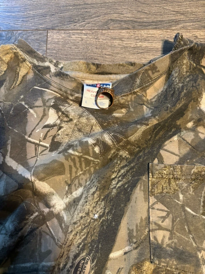 Camisa Camuflada Realtree De Colección Para Hombre L Hecha en EE. UU. Bolsillos Exterior Años 90 Caza Foto 4 de 4