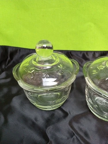 2 Vintage Savannah Anchor Hocking Sugar Dish With Lid Rose Pattern