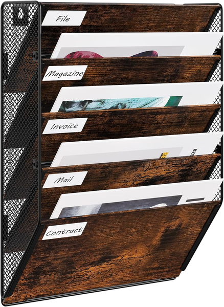 Wand Zeitschriftenhalter 5 FäCher Aus Metall FüR BüRo Und Zuhause-image