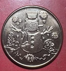 Vintage GEM Uncirculated .999 FINE Copper Merry Christmas / "SNOWMAN" Round!