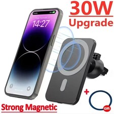 30W Magnetic Wireless Car Charger Holder Strong MagSafe Mount Fast Charging