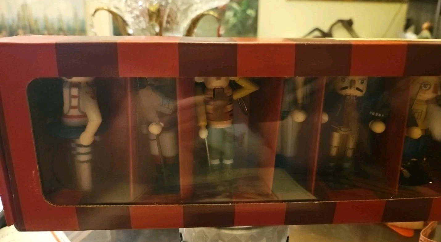 The Bombay Company 2001 Set Of 6 Sport Nutcracker Ornaments 4" New Open Box