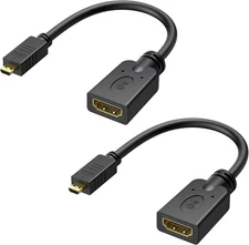 Cable Matters 2-Pack Micro HDMI to HDMI Adapter 6in 4K HDR for Raspberry Pi 4/5