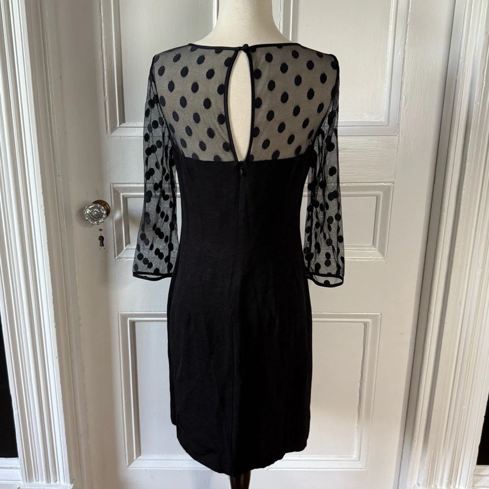 Boden женщин понте карандаш платье в горошек чистый сетки рукава бант черный размер 4R - Изображение 4 из 4