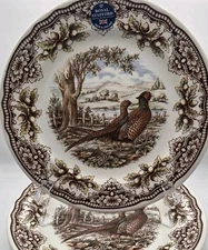 2 Royal Stafford Woodland Pheasants 11" Dinner Plates Holiday Thanksgiving Set 2
