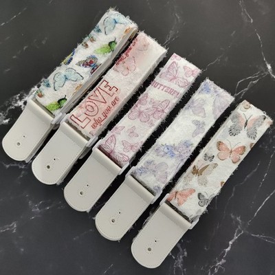 Bestickter Gitarrengurt im Schmetterlingsstil weich verstellbar Gürtel Elektro Akustik