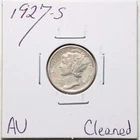 1927-S 10C Mercury Winged Liberty Silver Dime with AU Detail #6257