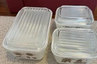 3 Vintage Pyrex Early American Dish Set Refrigerator Dishes with Lids 501 & 502