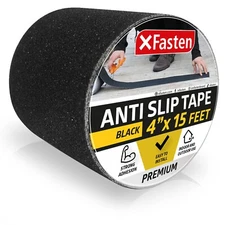 XFasten 4-Inches X 15-Foot, Black Anti Slip Tape for Stairs, Weatherproof Gri...