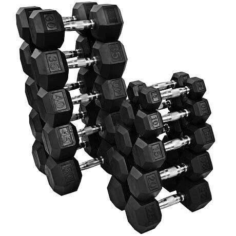 NEW FRAY FITNESS RUBBER HEX DUMBBELLS select-weight 10,15, 20, 25, 30, 35, 40LB - Picture 1 of 1