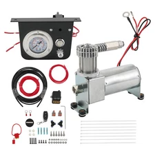 Air Suspension Compressor Air Lift 25804 Bag Control Kit Guage Switch Amps Kit