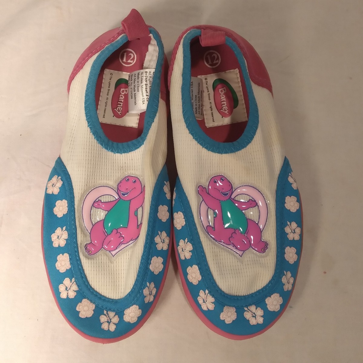 Vintage Barney The Dinosaur Childrens Water Shoes Size 12