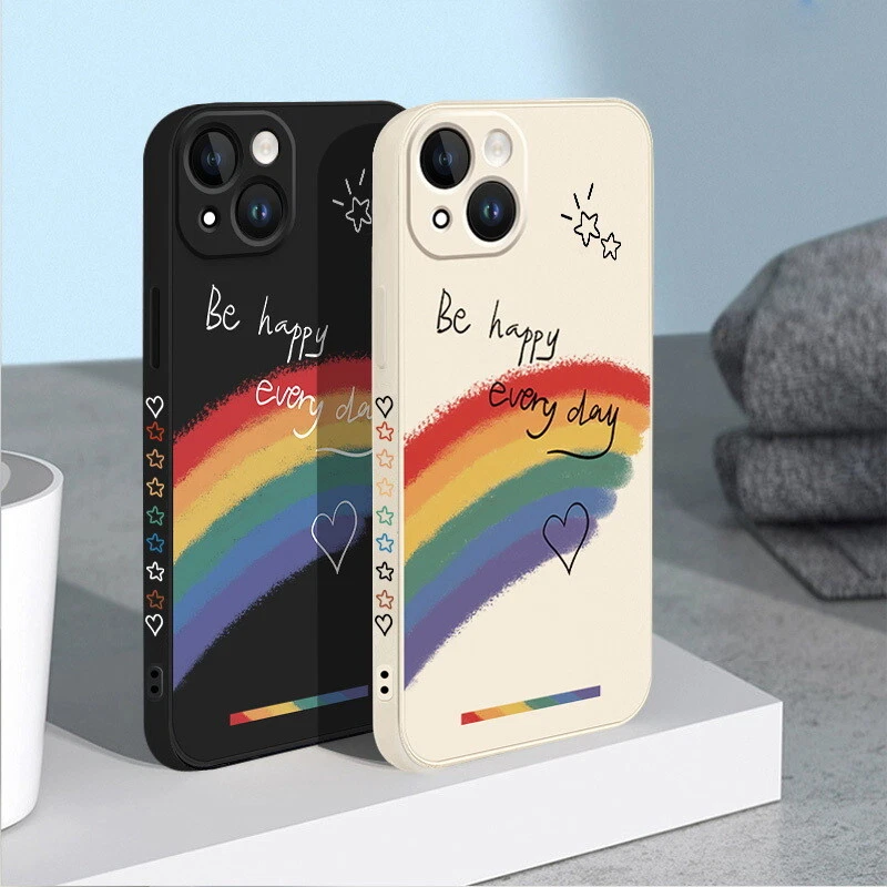 For iPhone 15 14 13 12 11 Pro Max XS XR 8 Rainbow Patterned Silicone Case Cover - Image 4 of 4