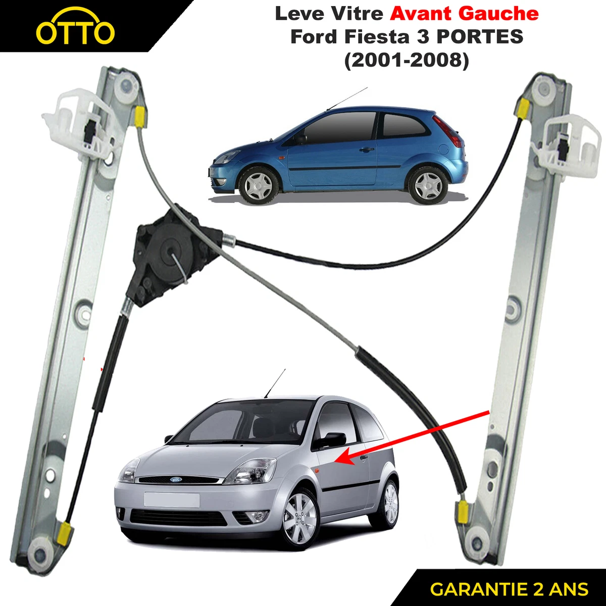 Moteur Lève-vitre Avant Pour Ford Fiesta V (2002-2008) - 2 Pièces - Réf Partsline KC02639