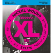D'Addario Nickel Wound Regular Light Gauge Bass Strings 45-100 / EXL170