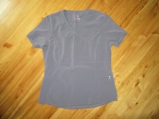 Lynx M Gray V-Neck 4 Pockets Scrub Tops Poly/Spandex Great Preowned Condition