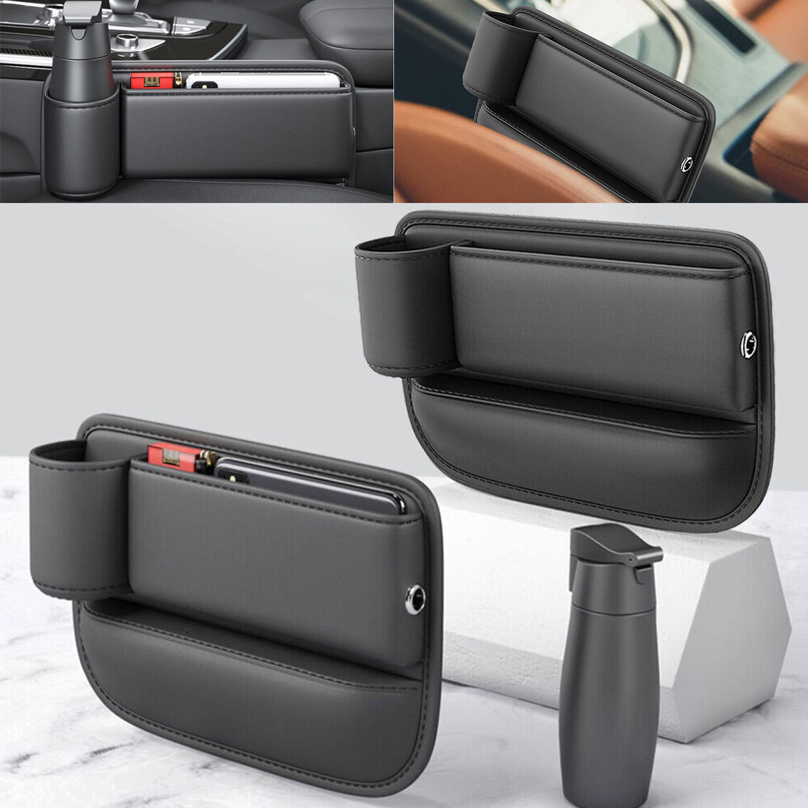Car Seat Side Pocket Organizer Crevice Gap Filler Storage Box Auto