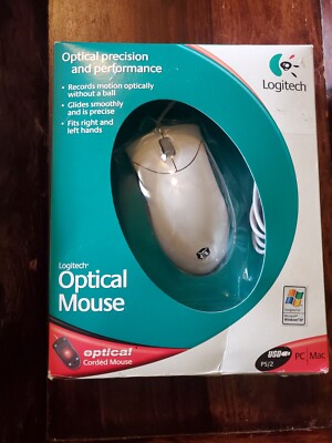 Logitech 930582-0403 3-Button USB-PS/2 Optical Wired Mouse New Open Box