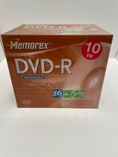 Memorex DVD R 10 Pack 16X, 4.7GB, 120 min With Cases New Sealed
