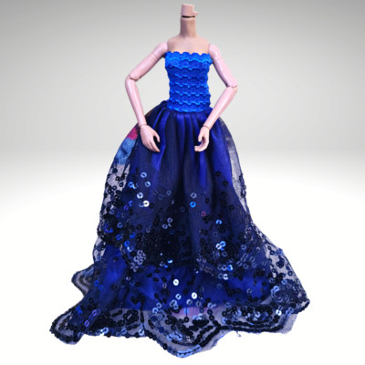 Fashion Barbie Doll Size Stunning Blue Sequin Evening Gown | eBay