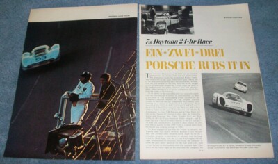 1968 24-Hours of Daytona Vintage Race Highlights Article ''Porsche Rubs it In''