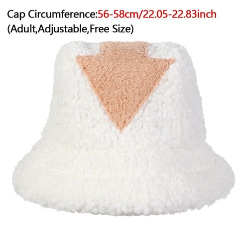 Women Faux Fur Bucket Hat Warm Printed Bucket Hat Flat Top Cap - Picture 3 of 11