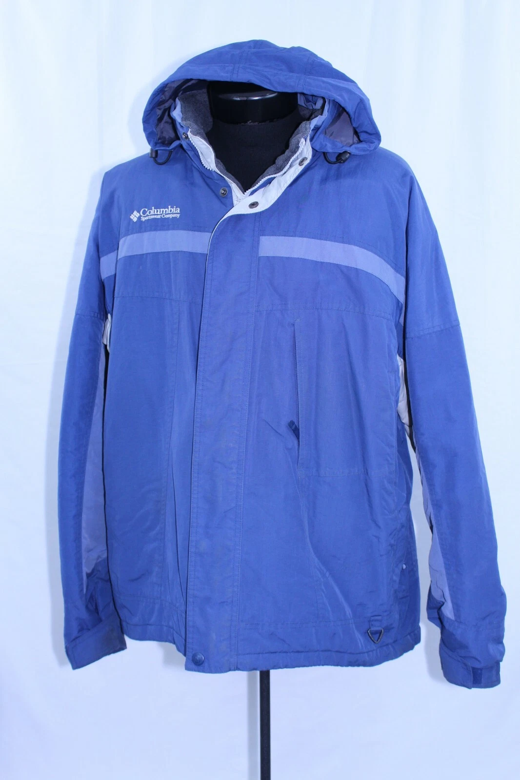 Columbia Sportswear XL Men Ski Snowboard Jacket Coat Hooded HTF VTG Blue Hiking