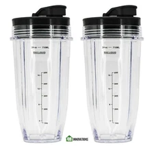 ( 2-Pack ) 24 oz Cup with Sip & Seal Lid Compatible with Nutri Ninja Auto-iQ
