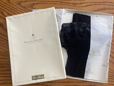 Vintage Victoria Secret Fine Hosiery Thigh High Lace Top Backseam Black Medium