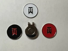 (3) Tiger Woods TW Nike 1" Coin Golf Markers W/BONUS HAT CLIP - A Great Deal!