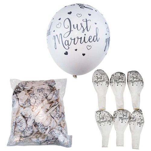 Just Married Balloons Latex Wedding Party Mr Mrs Love Hearts Balloon 12" UK - Picture 8 of 9