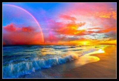 Pink Sunset Beach - Chart Counted Cross Stitch Patterns Needlework DMC Color