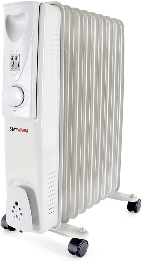 STAYWARM 2000w 9 Fin Oil Radiator with 3 Heat Settings / Variable Thermostat / -