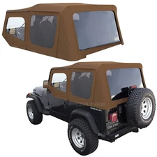 Jeep Wrangler YJ Soft Top, 88-95, w/ Upper Doors, Tinted Windows, Spice Denim