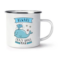 Beware VerrüCkte Wal Mann Retro Emaille Becher Tasse - Lustig Tiere Camping