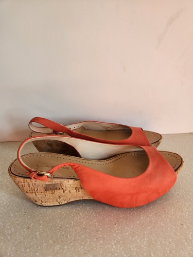 VIA SPIGA wedge women sandals,size 6 M,orange suede leather - Picture 5 of 14