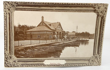 Boating Lake Alexandra Park Oldham Postcard Photo 1900s Boathouse Rowboats
