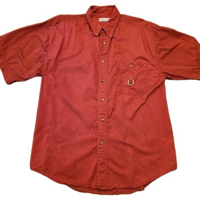 Vintage 90 s Bugle Boy 100% Cotton L Red Short Sleeve Button Down Preppy Mall