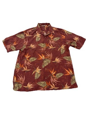 Vintage Tommy Bahama Silk Birds of Paradise Camp Shirt Large Short Sleeve