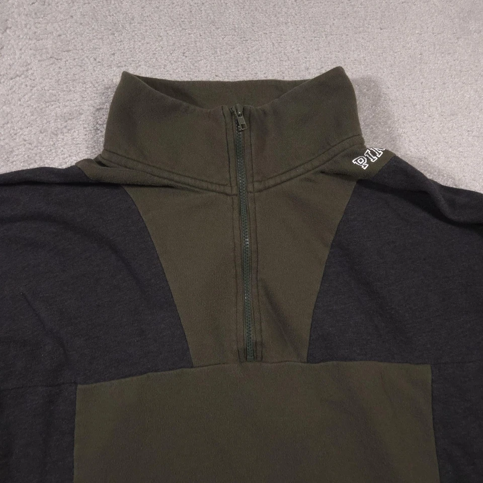 PINK Victoria's Secret Pullover Womens Large Green Gray Quarter Zip Colorblock - Image 3 of 4