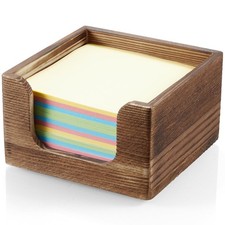 Sticky Note Holder, Burnt Wood Post It Note Dispenser for Office Desk Accesso...