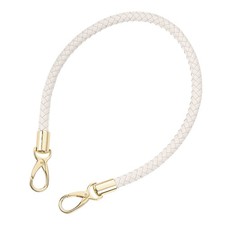 60cm Short Leather PU Braided Purse Replacement Handle Beige White Gold