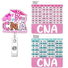 CNA Badge Reel and Buddy, Pink Retractable ID Holder and Badge Buddy w/Height...