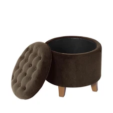 Home Decor | Upholstered Round Velvet Tufted Foot Rest Ottoman | Ottoman with...