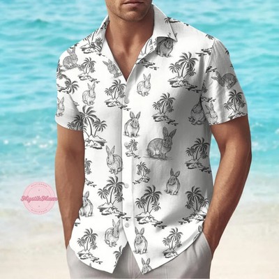 Rabbit Bunny Animal Print Hawaiian Shirt Men Women Tropical Aloha