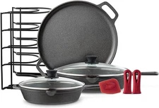 Cuisinel Cast Iron Cookware Set 9 Pieces Pre-Seasoned Kit CB-501 - Black