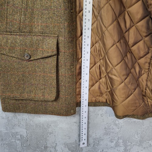 M&S Moon Tweed Field Jacket Men's Large Brown 100% Wool Quilted Lined Hunting - Picture 10 of 14