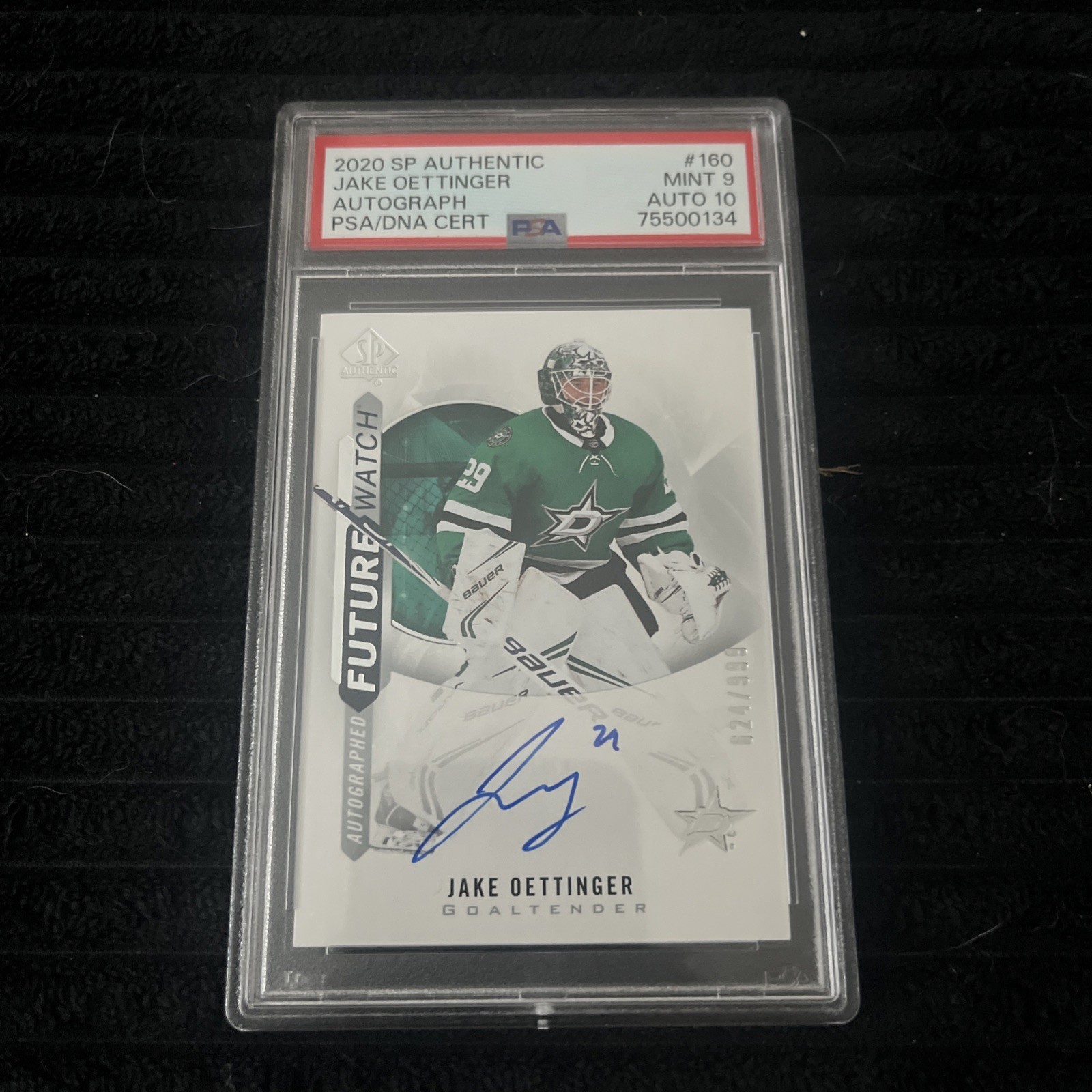 72180882 Jake Oettinger 2020 SP Authentic #160 RC Auto FUTURE WATCH /999 PSA 9