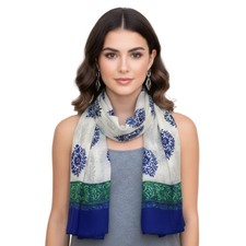 Blue  Green Tribal Flower Paisley Scarf